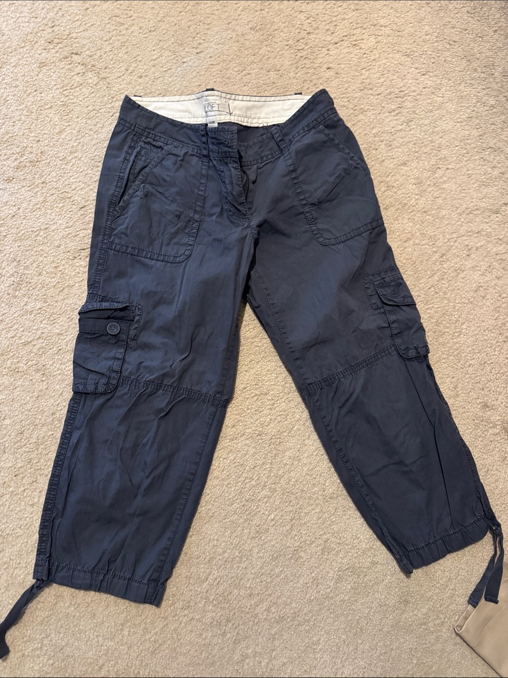 LOFT Navy Blue Cropped Cargo Capris